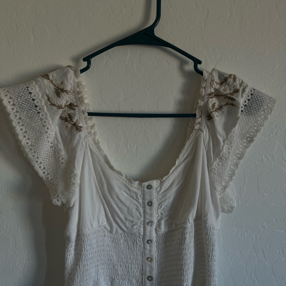White Lace Button-Down Blouse